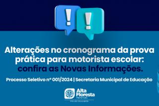 Alterações no Edital de Prova Prática para Motorista Escolar em Alta Floresta